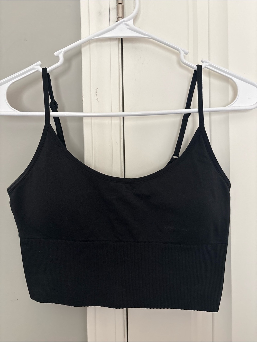 Black Ribbed Sports Bra Crop Top | Brand PINK | Size Medium